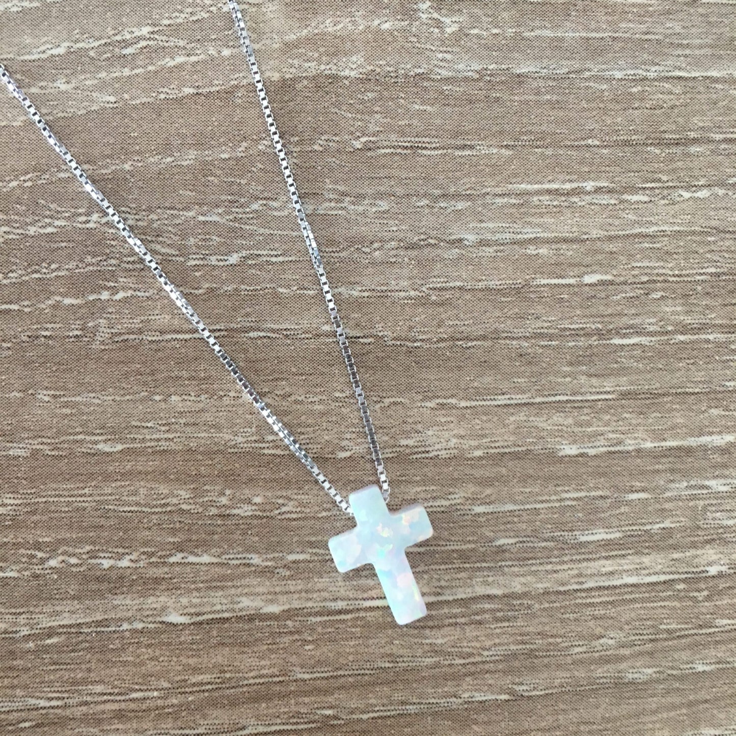 White Opal Cross Necklace