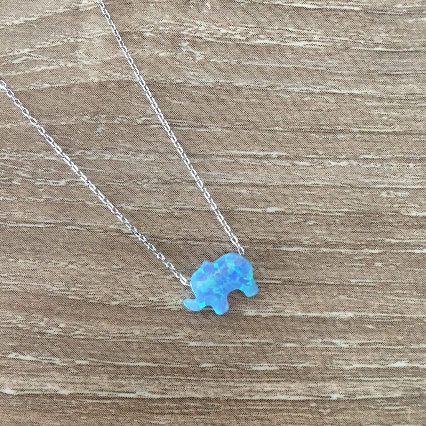Blue Opal Elephant Necklace