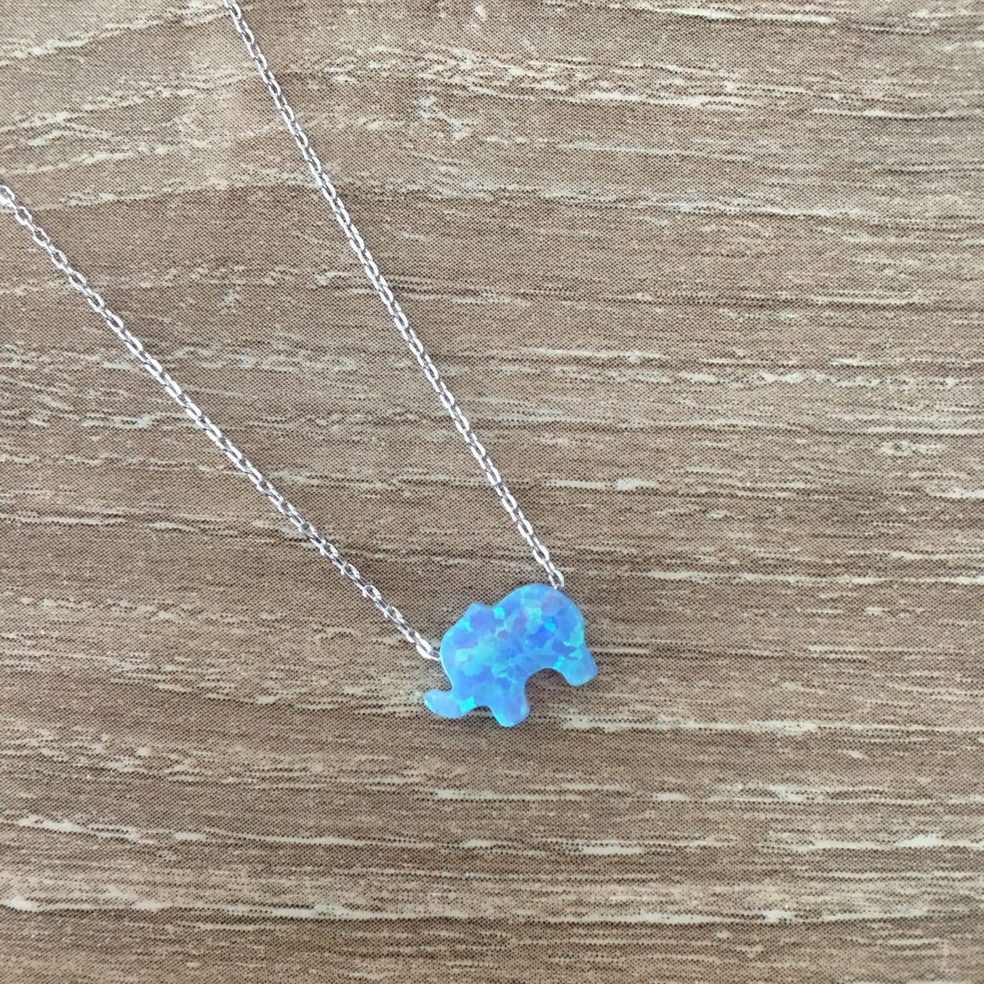 Blue Opal Elephant Necklace