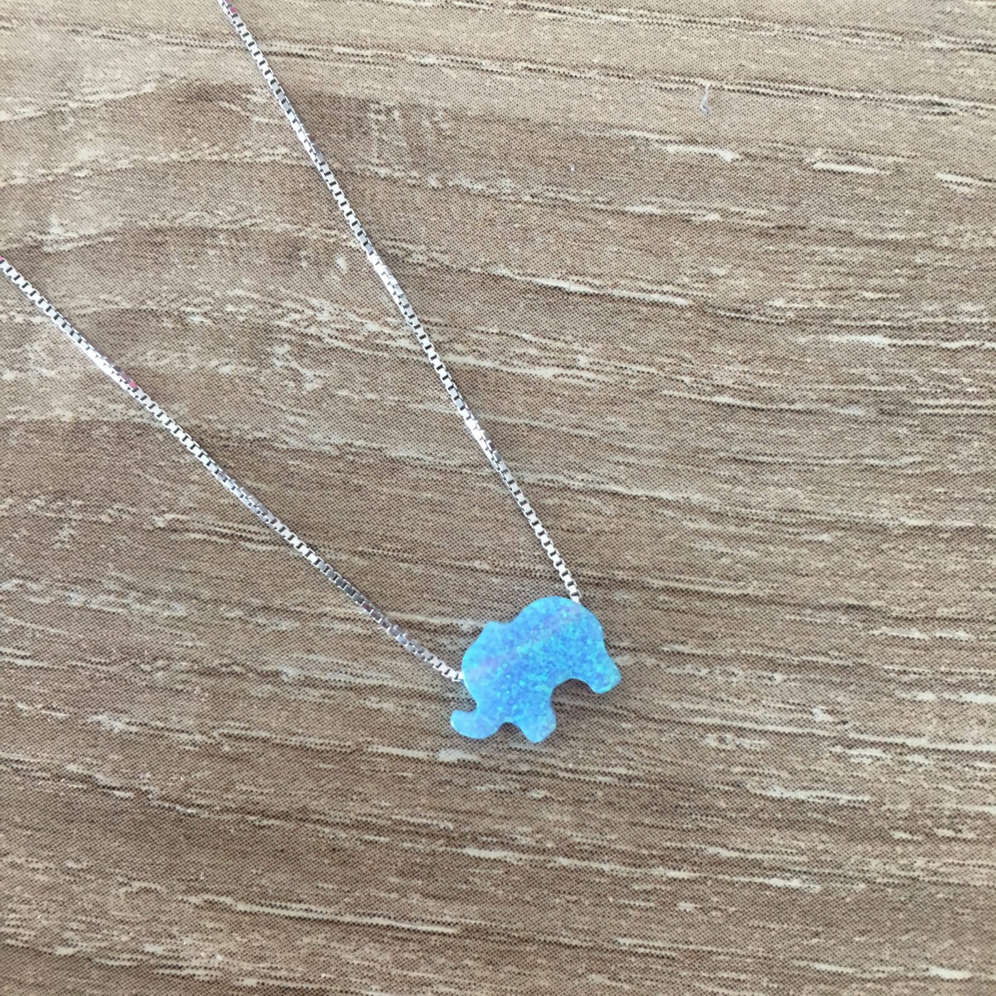 Blue Opal Elephant Necklace