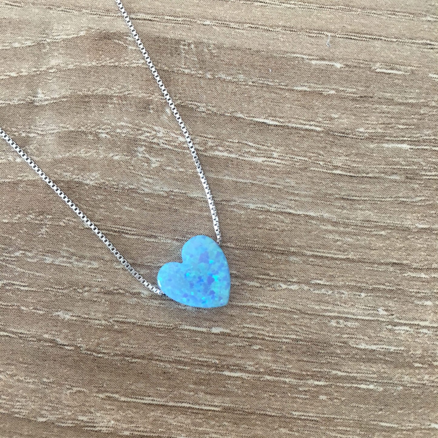 Blue Opal Heart Necklace