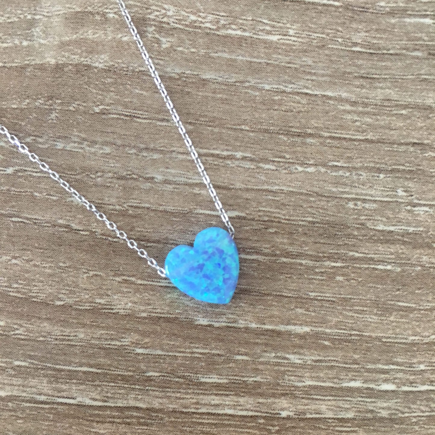 Blue Opal Heart Necklace