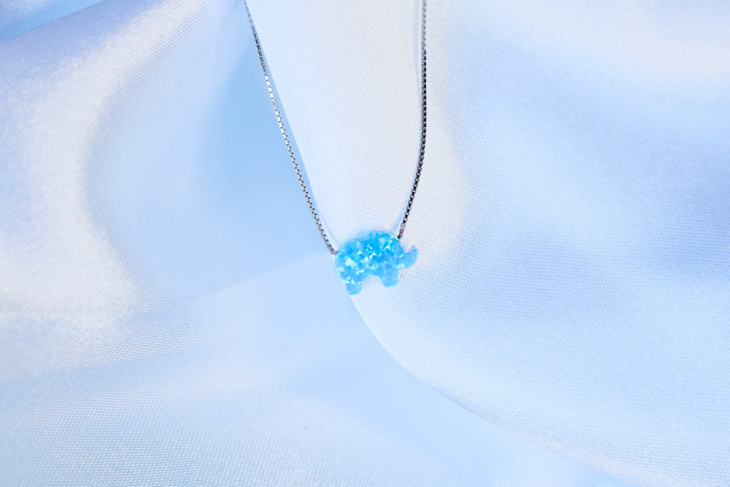 Blue Opal Elephant Necklace