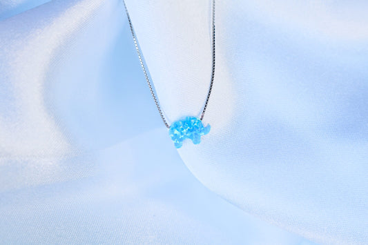 Blue Opal Elephant Necklace
