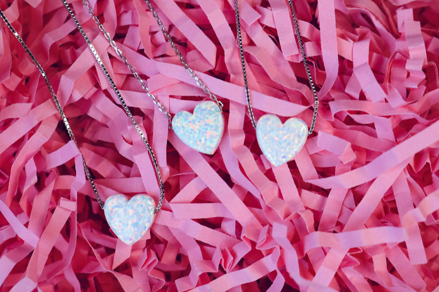 White Opal Heart Necklace