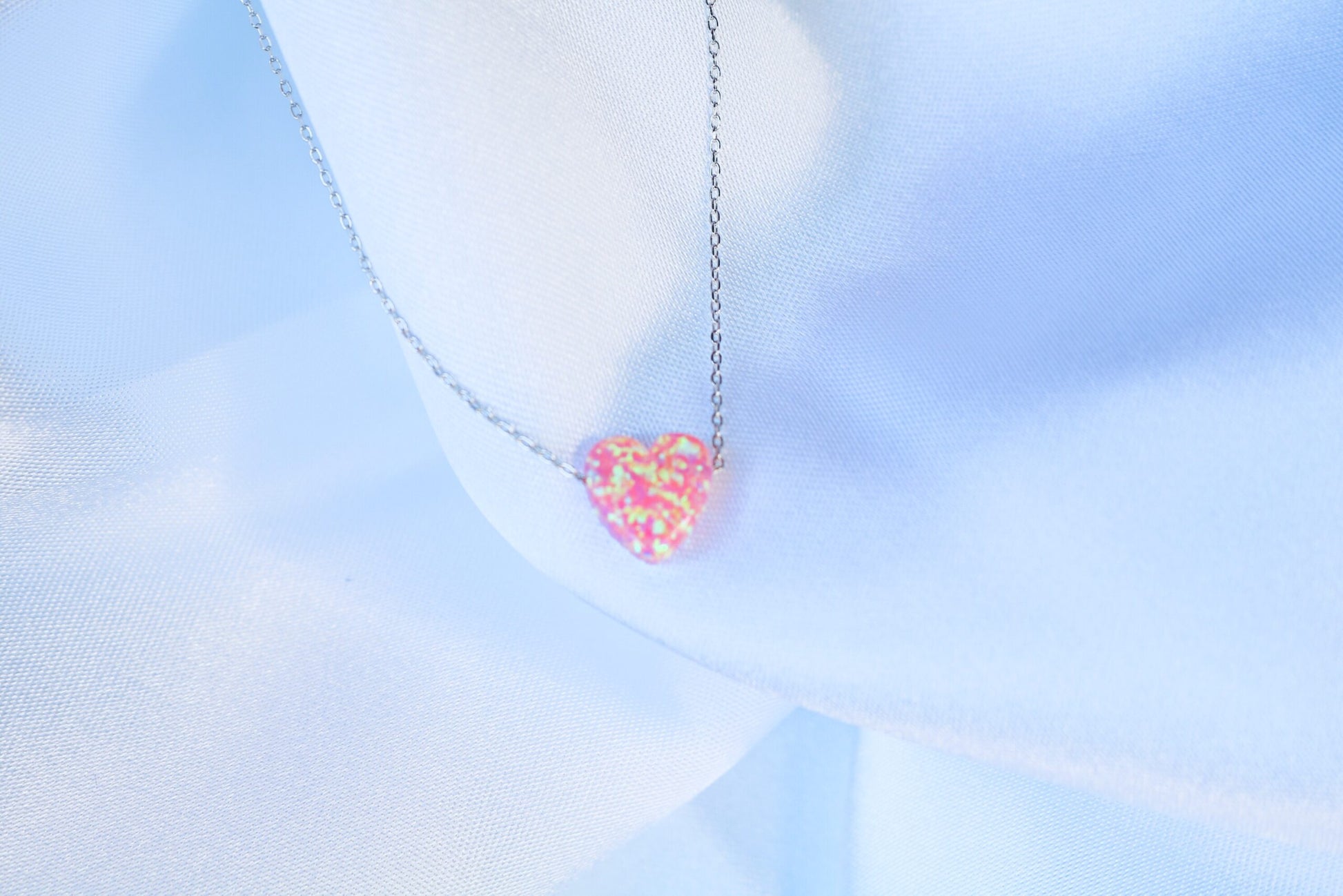 Pink Opal Heart Necklace