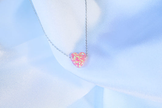 Pink Opal Heart Necklace