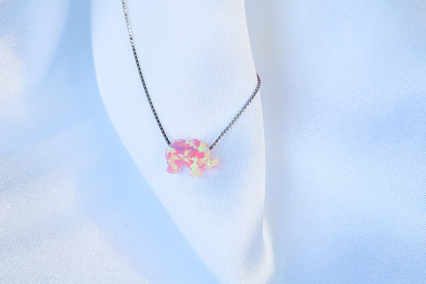 Pink Opal Elephant Necklace