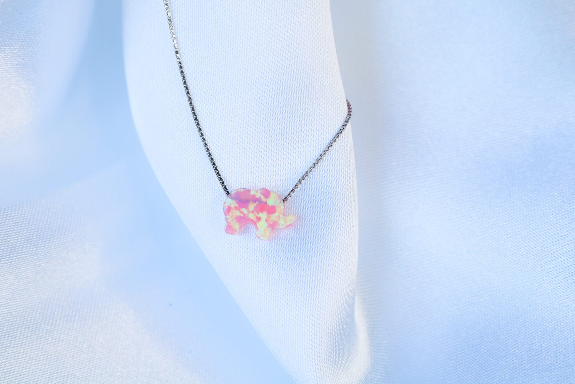 Pink Opal Elephant Necklace