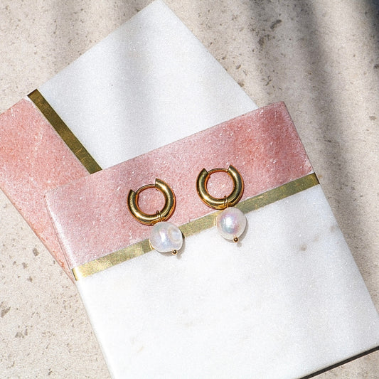 Classic Pearl Hoops