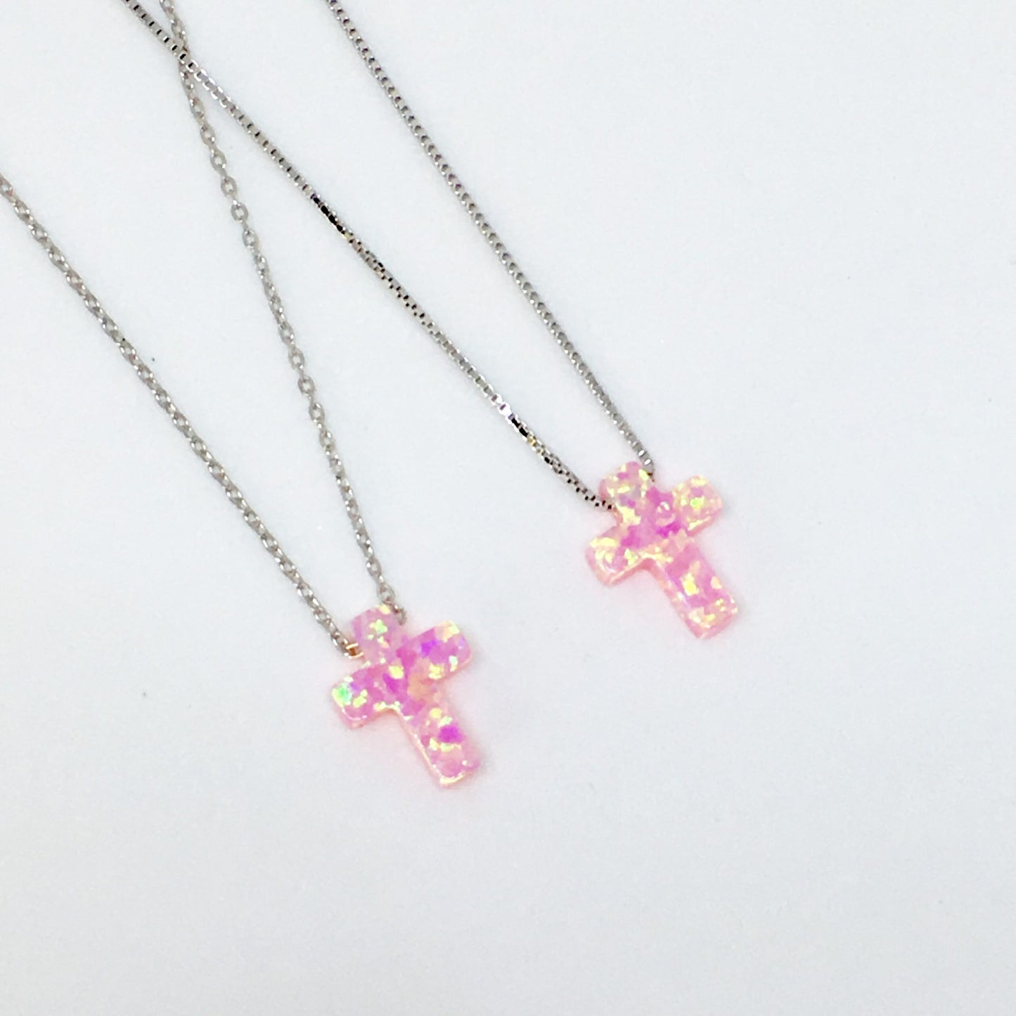 Pink Opal Cross Necklace