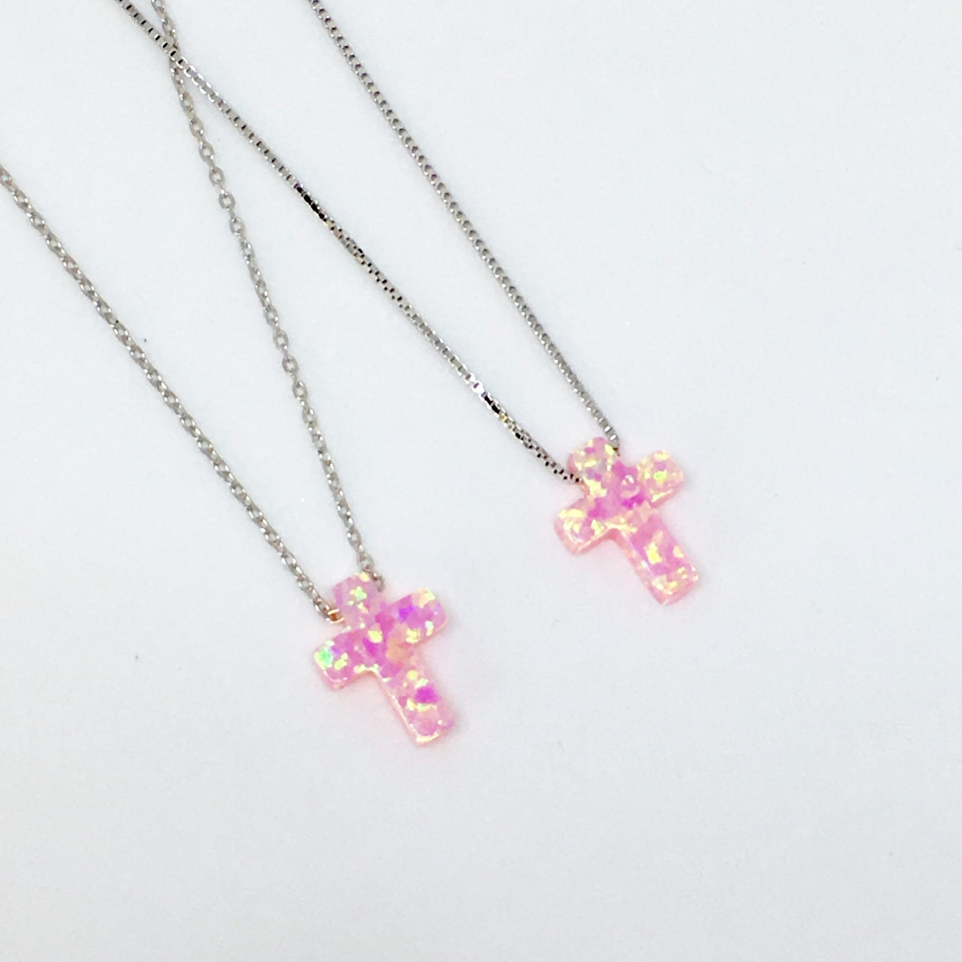 Pink Opal Cross Necklace