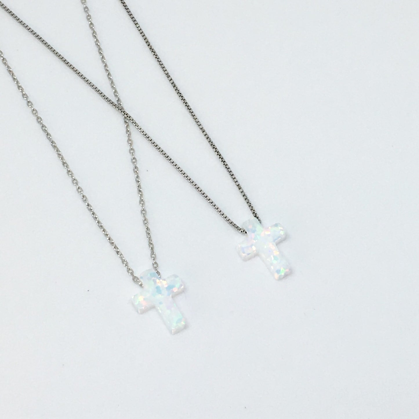 White Opal Cross Necklace