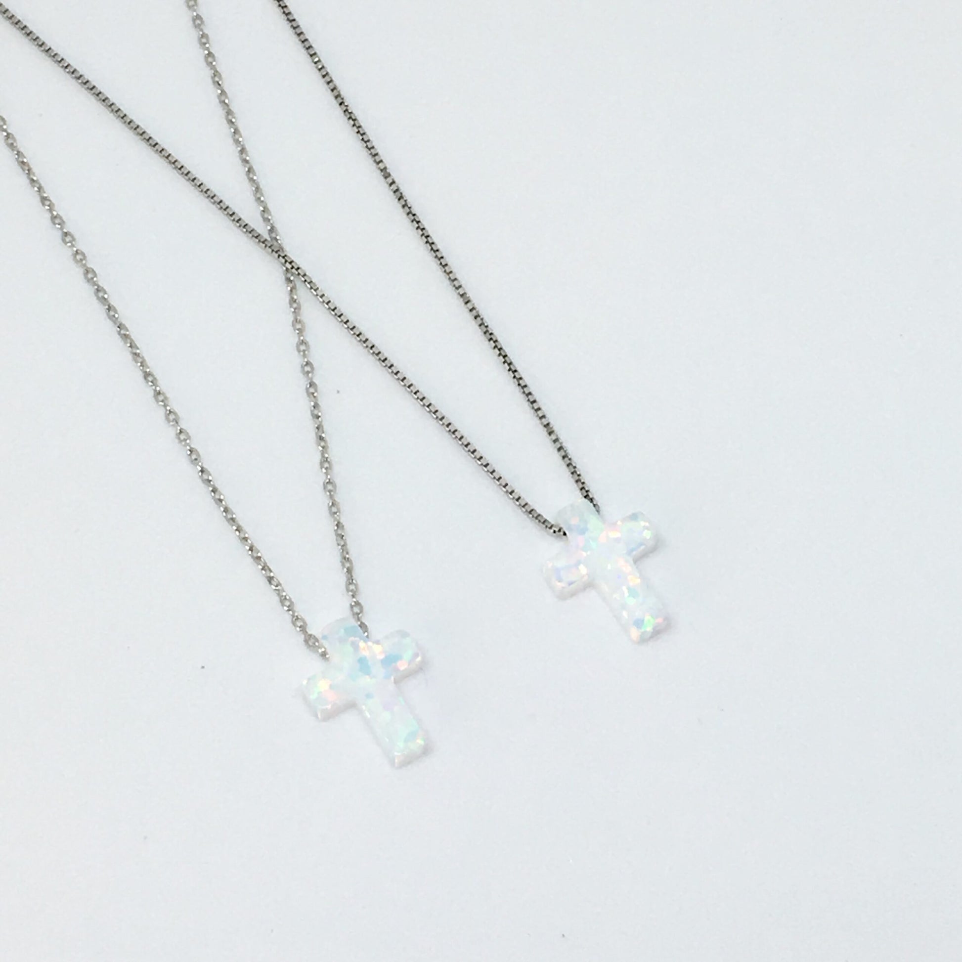 White Opal Cross Necklace