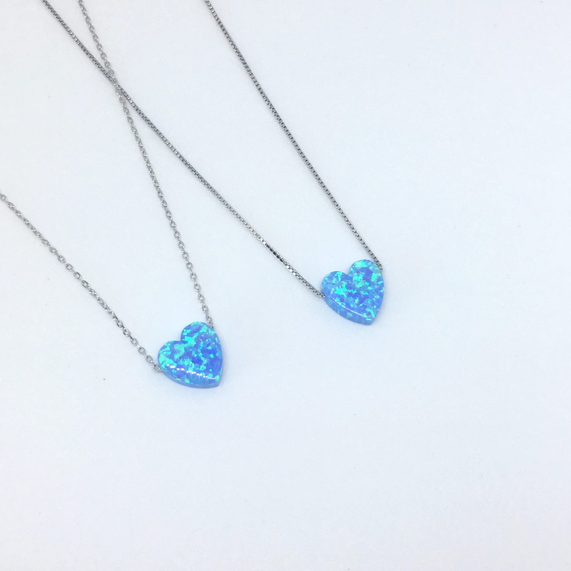 Blue Opal Heart Necklace