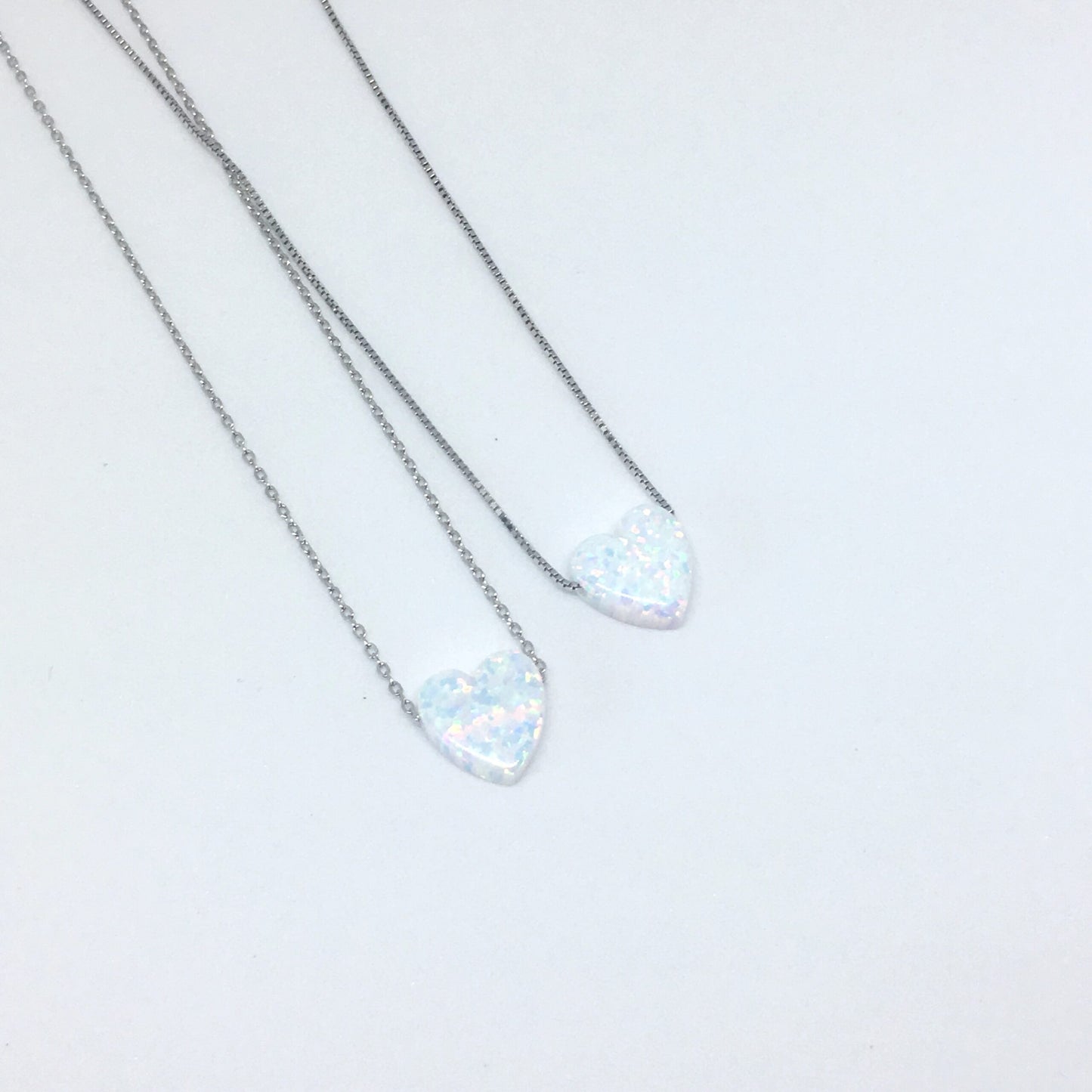 White Opal Heart Necklace
