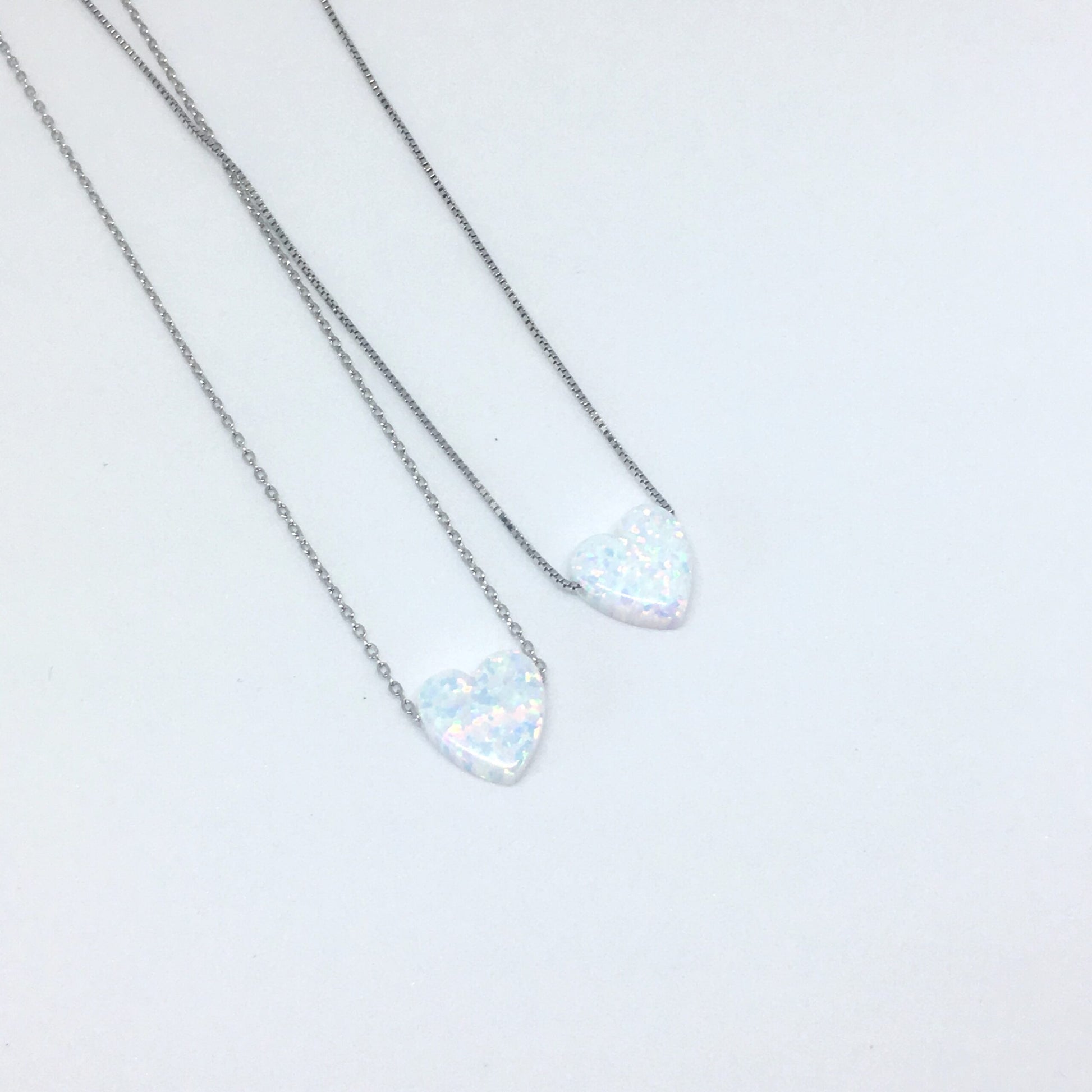 White Opal Heart Necklace