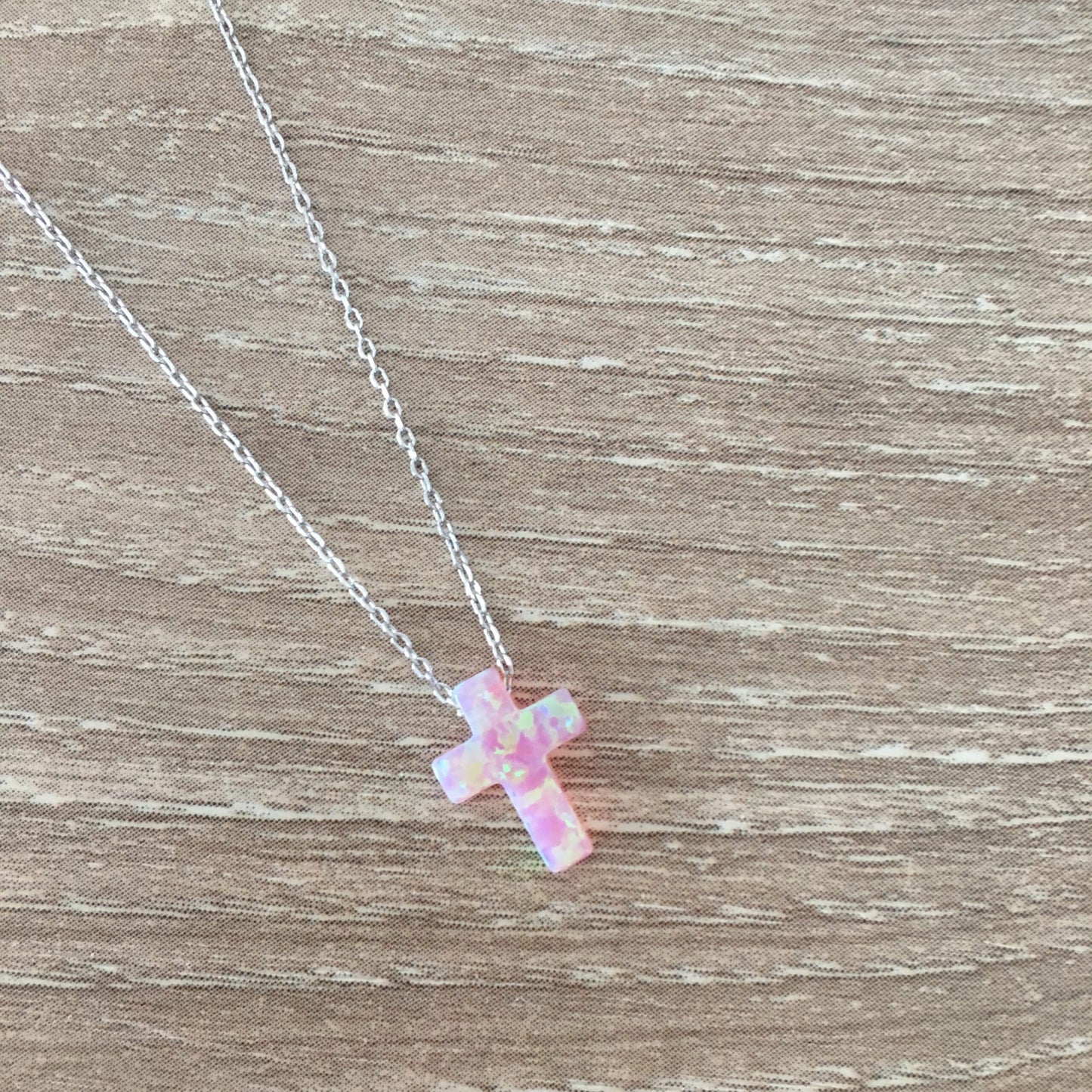 Pink Opal Cross Necklace