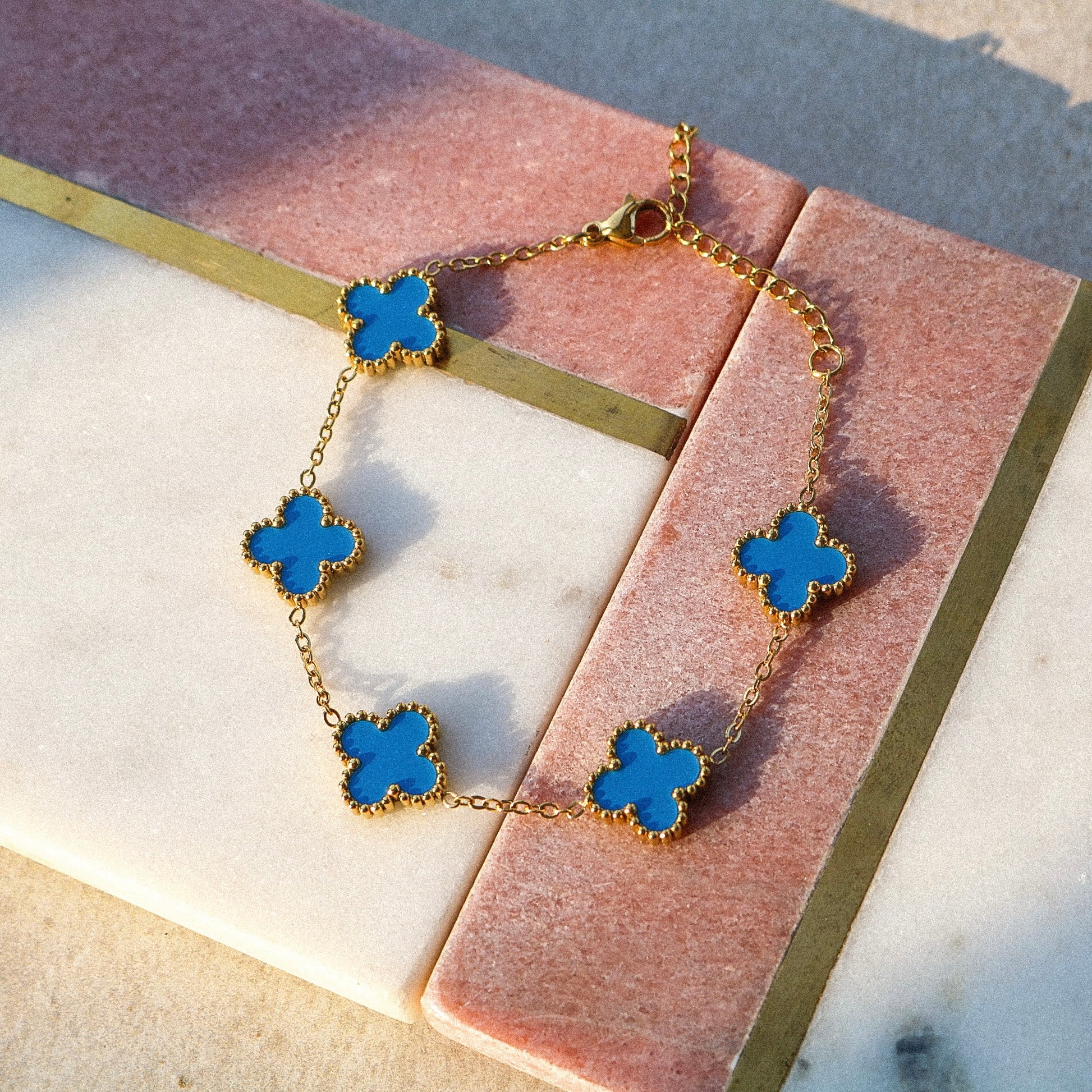 Blue Lucky Clover Bracelet