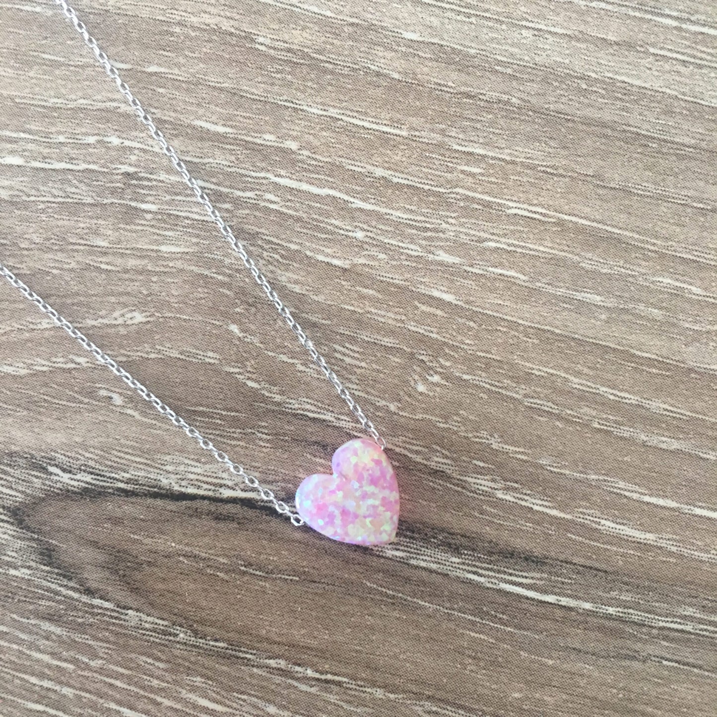 Pink Opal Heart Necklace
