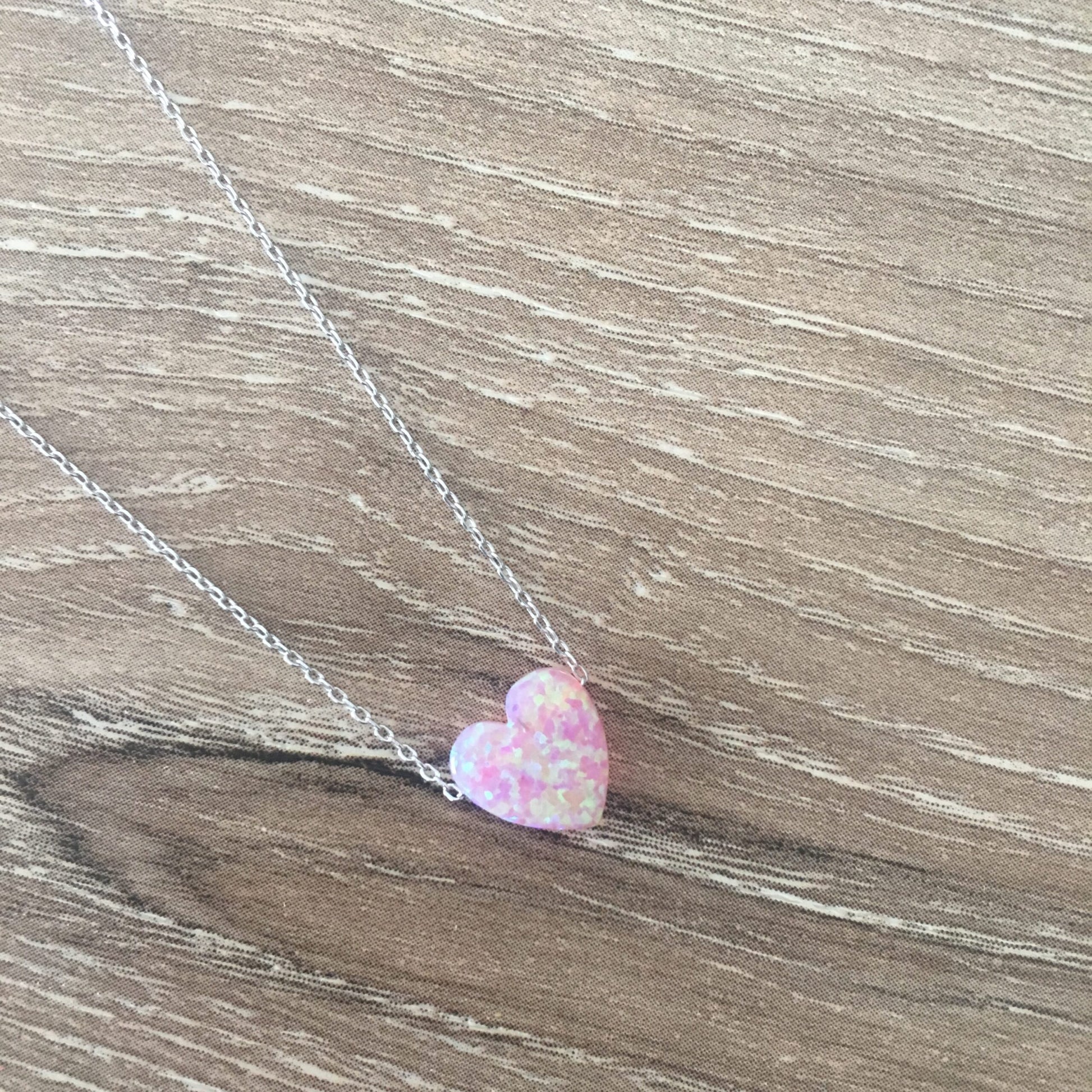 Pink Opal Heart Necklace