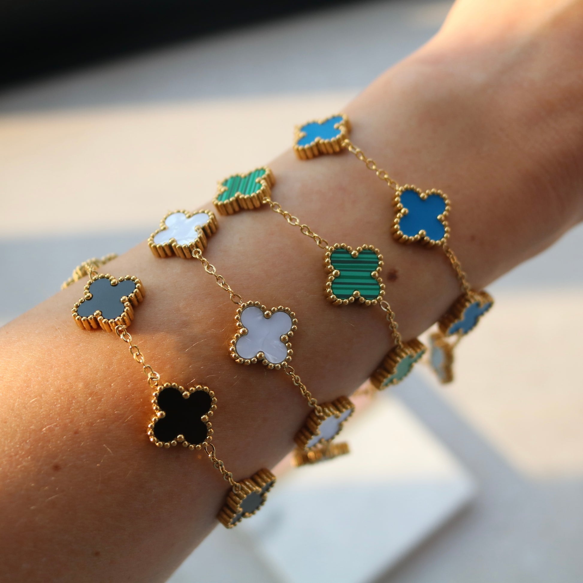 Blue Lucky Clover Bracelet