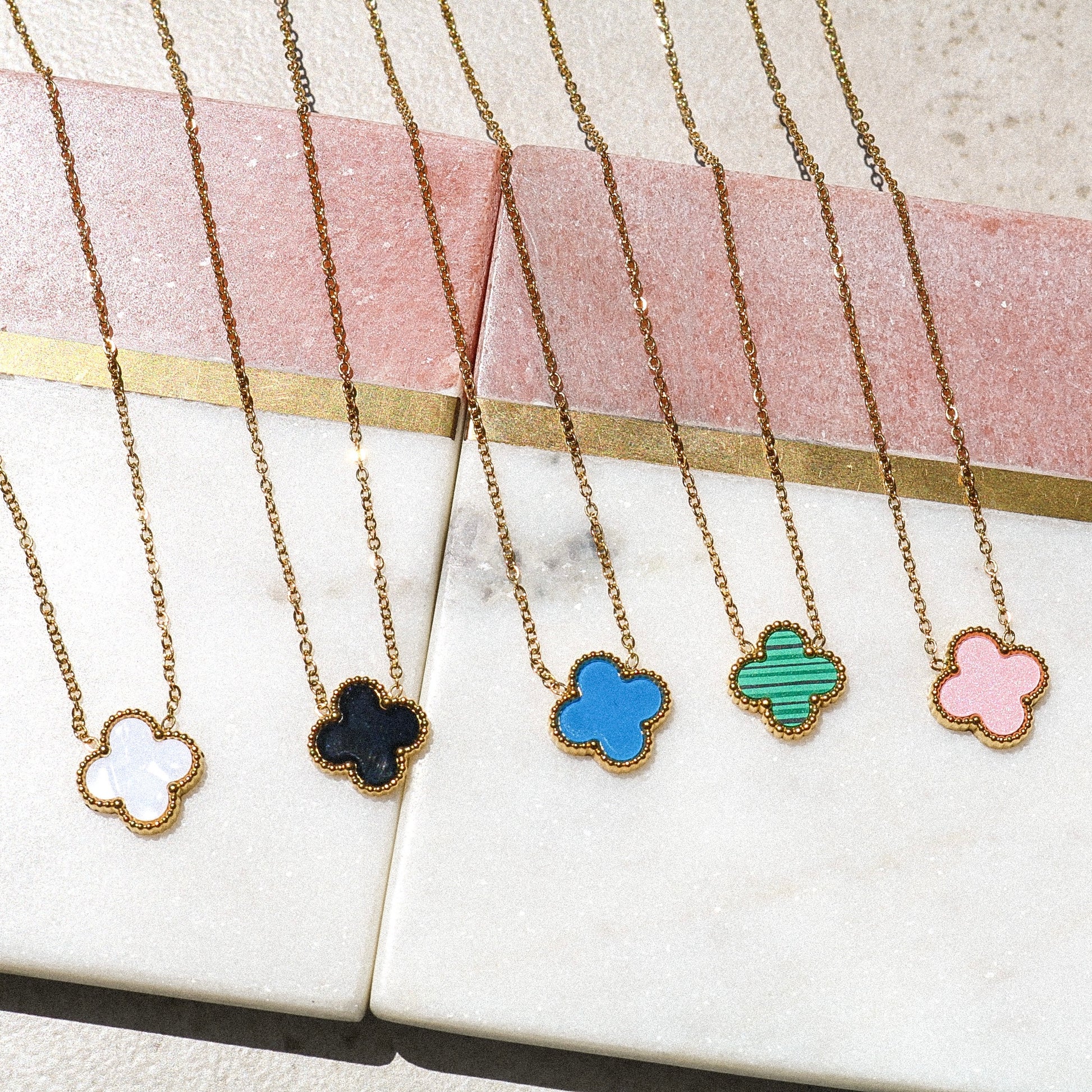 Blue Lucky Clover Necklace