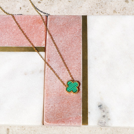 Green Lucky Clover Necklace