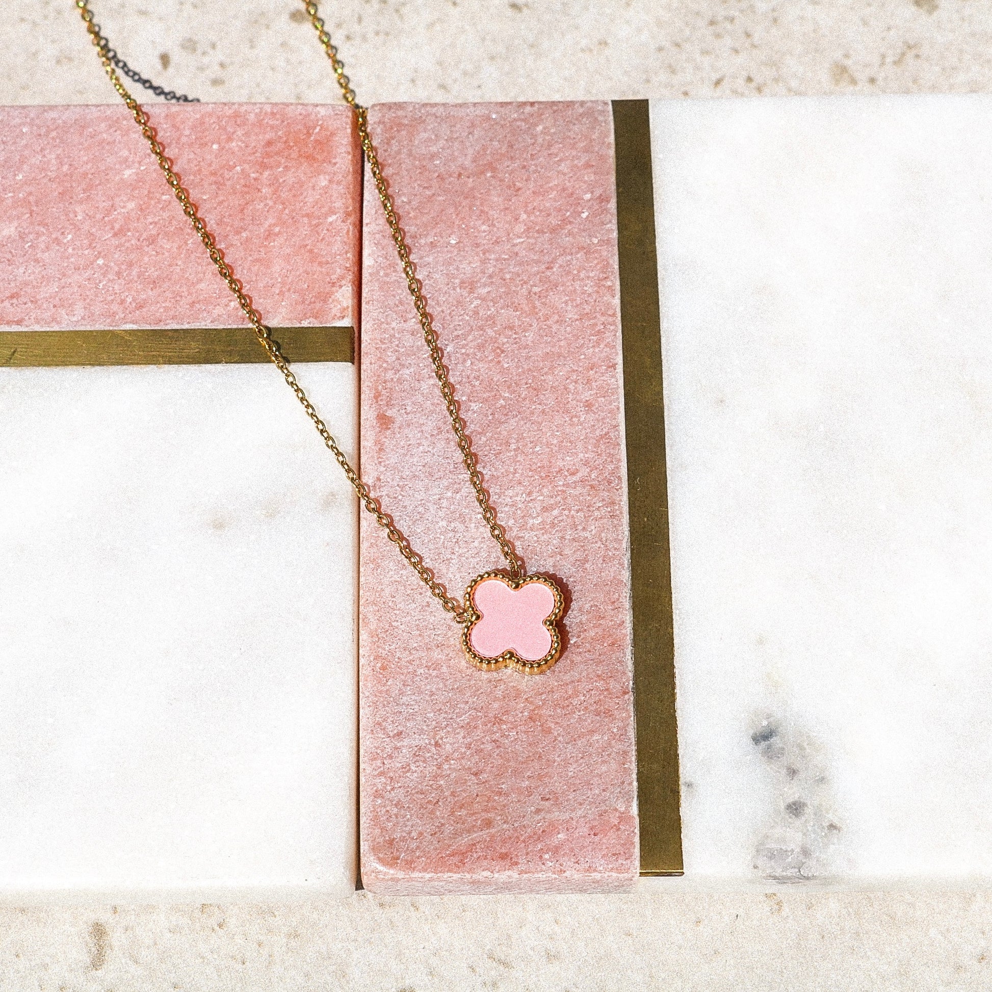 Light Pink Lucky Clover Necklace