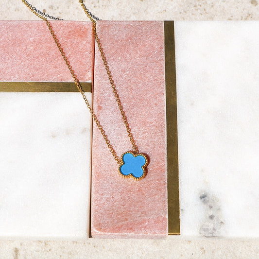 Blue Lucky Clover Necklace