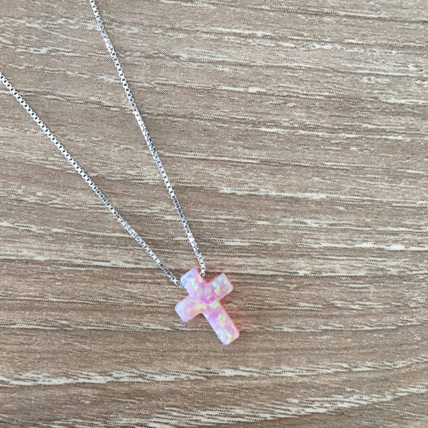 Pink Opal Cross Necklace