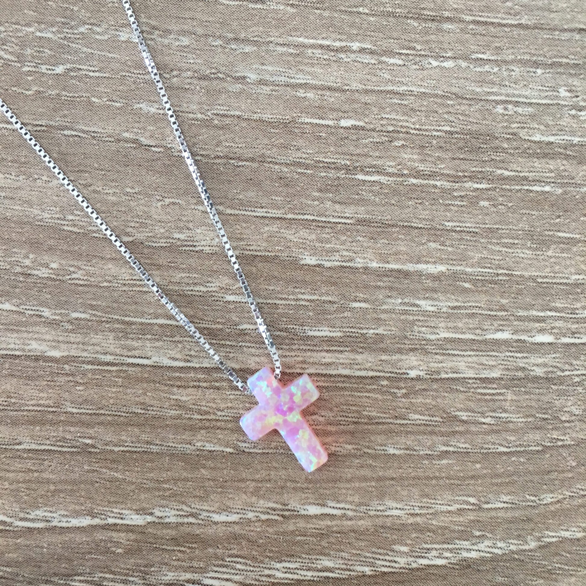 Pink Opal Cross Necklace