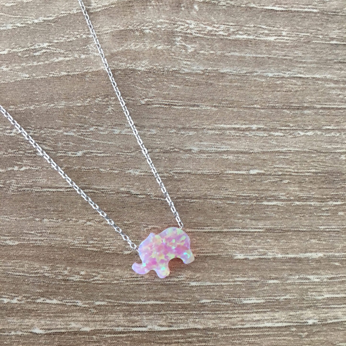 Pink Opal Elephant Necklace