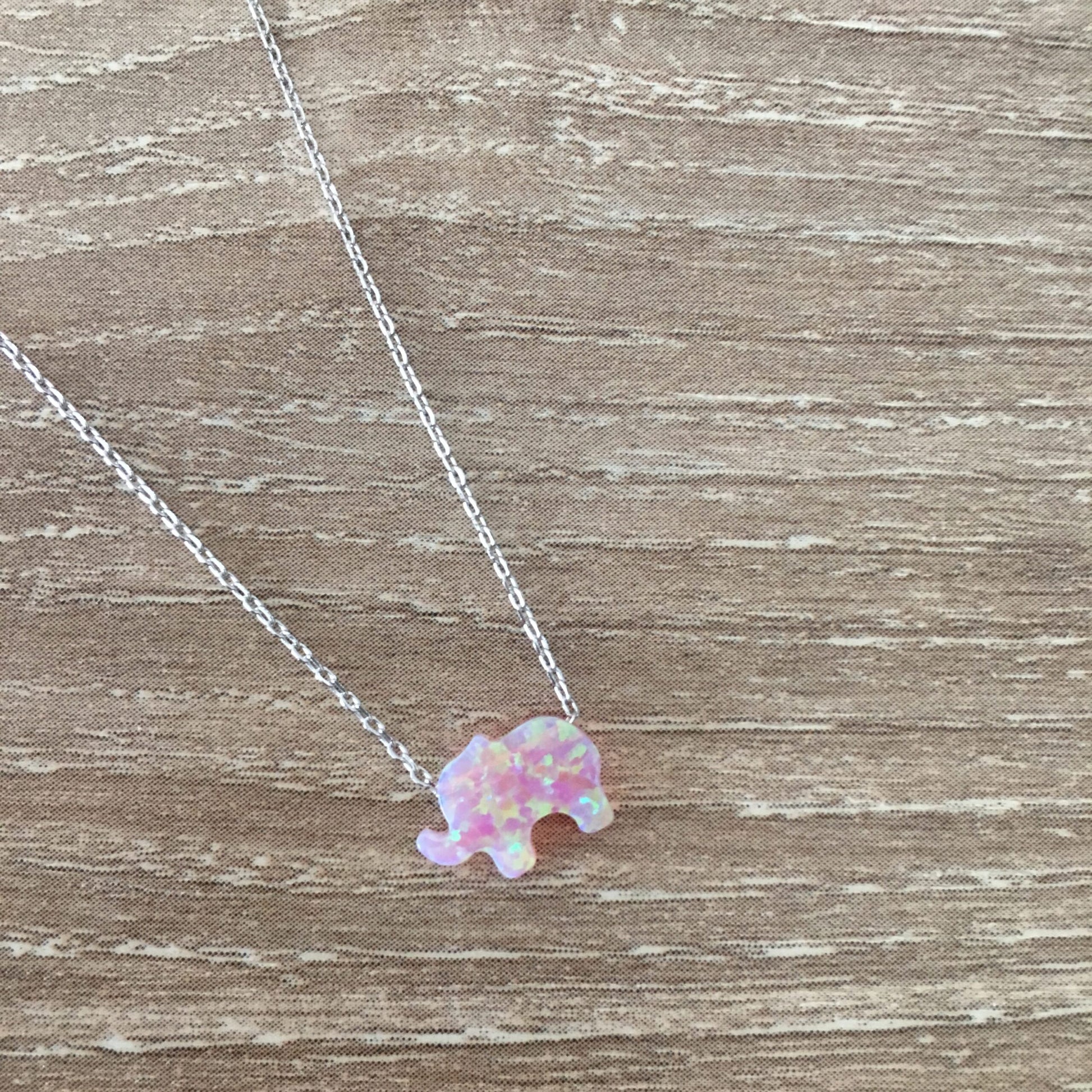 Pink Opal Elephant Necklace