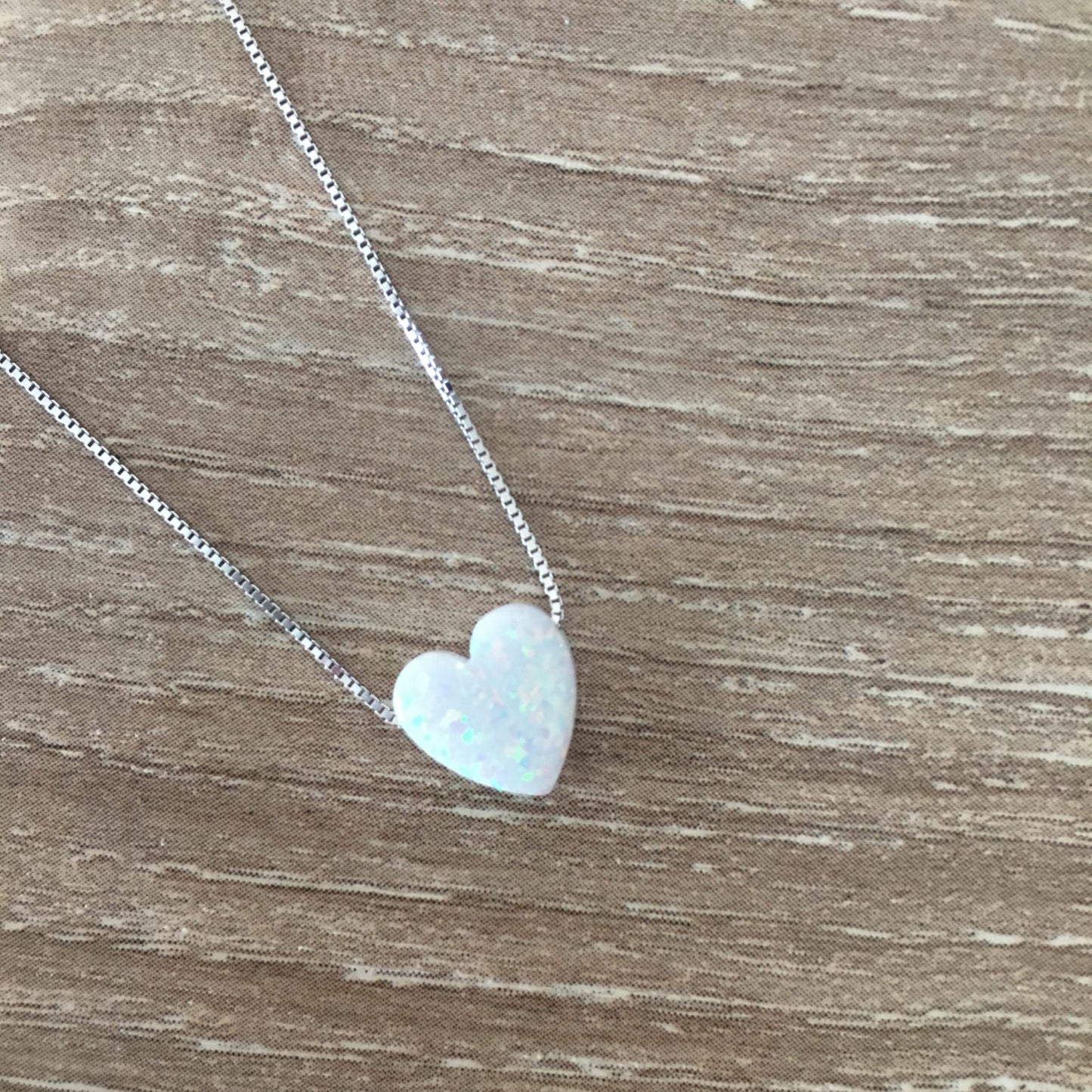 White Opal Heart Necklace