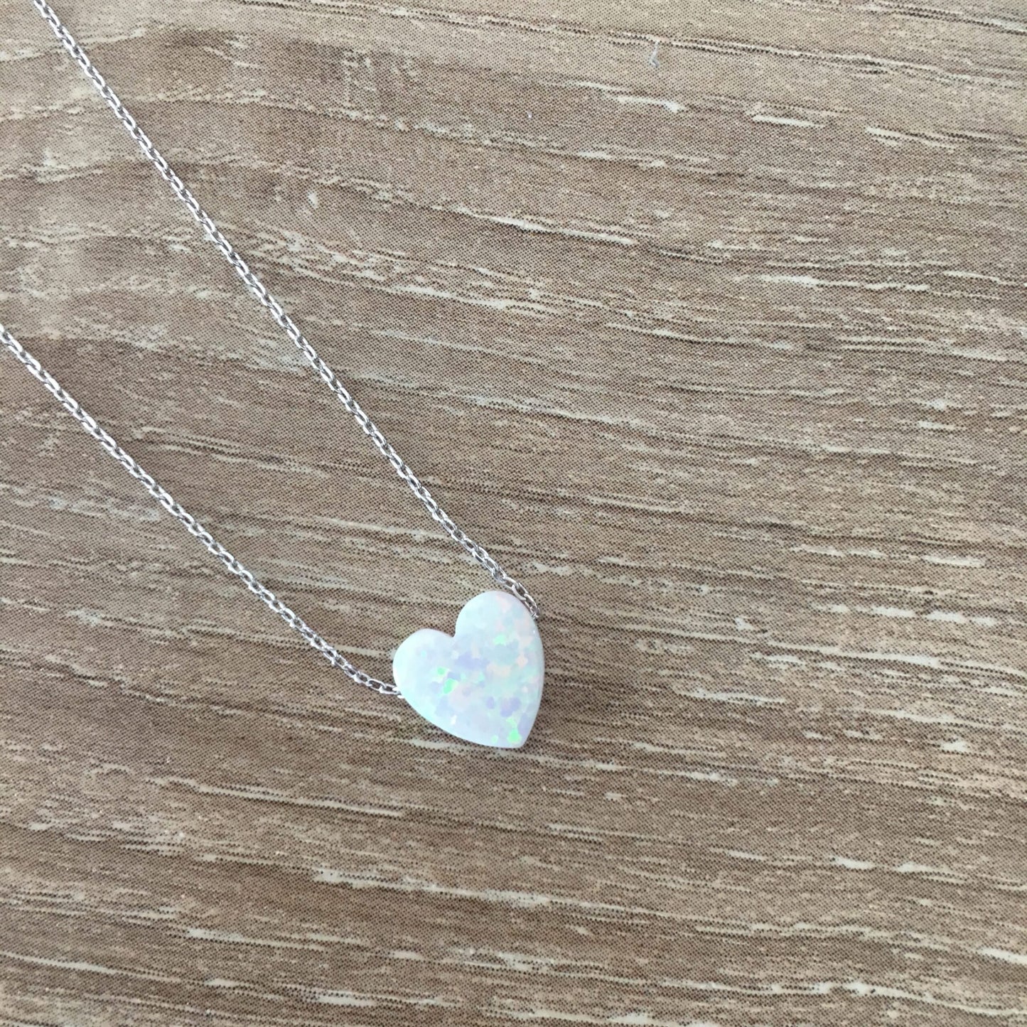 White Opal Heart Necklace