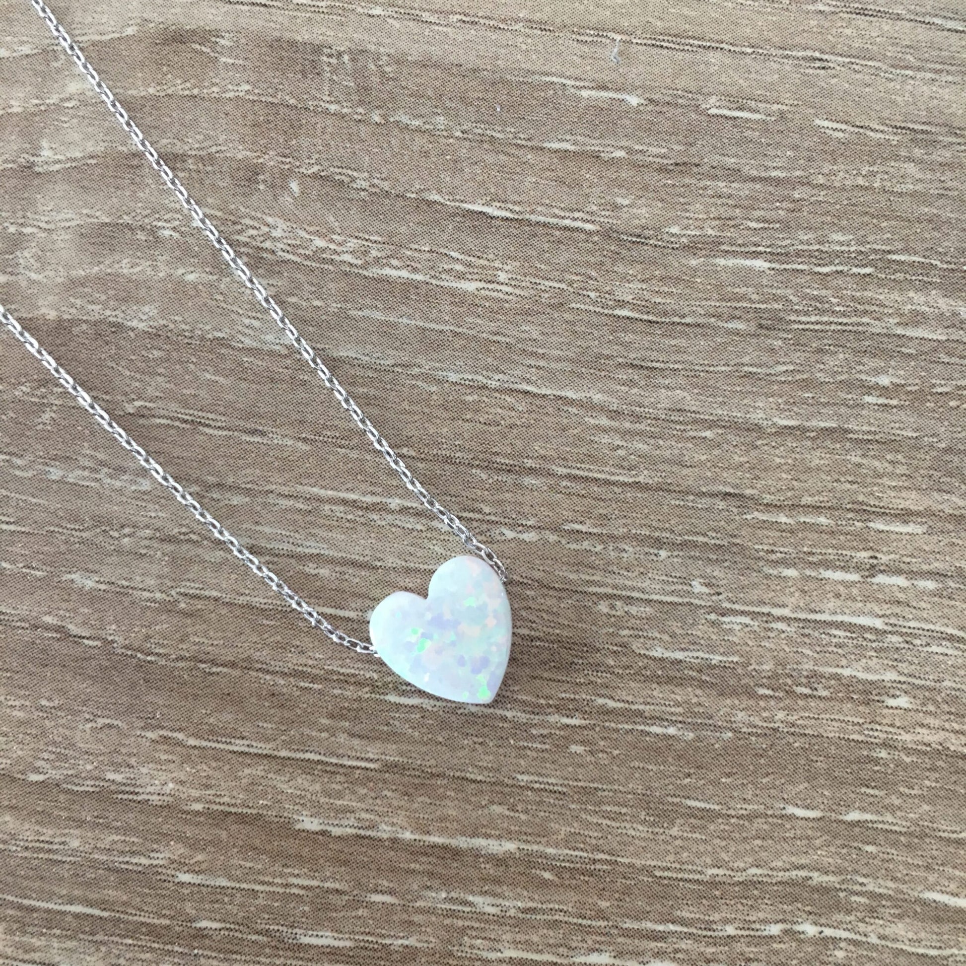 White Opal Heart Necklace